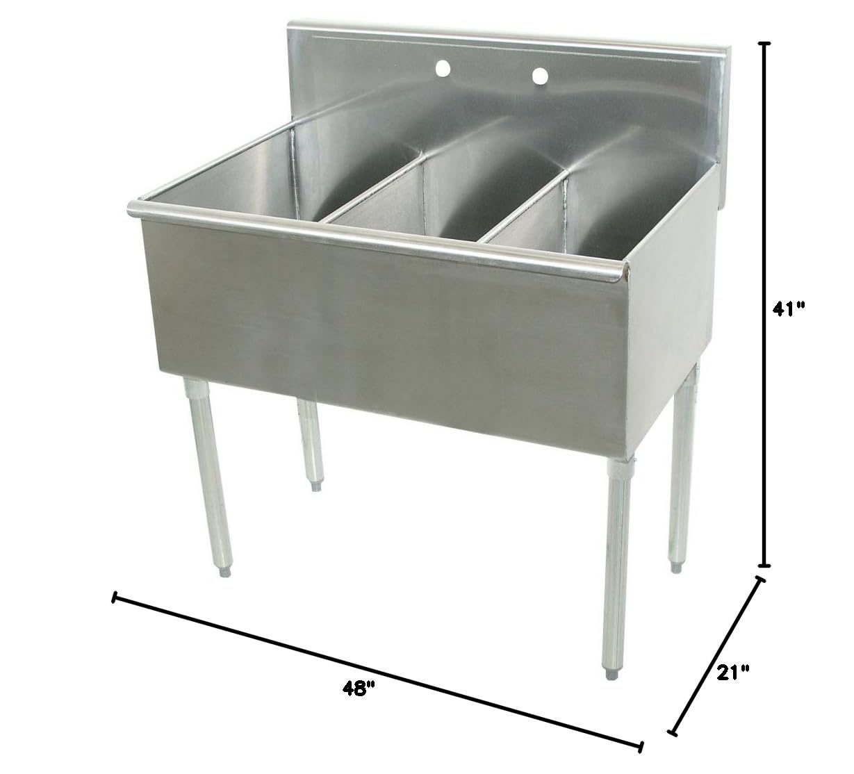 600 Series Triple 3 Compartment Floor Service Sink Size: 41' H x 21' W x 48' D