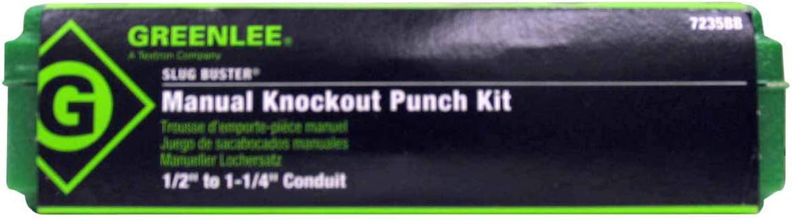Greenlee 7235BB Slug-Buster 1/2' - 1-1/4' Manual Knockout Set for Use With KRW-1 High-Leverage Ratchet Wrench, Hole Punching Knockout Kit