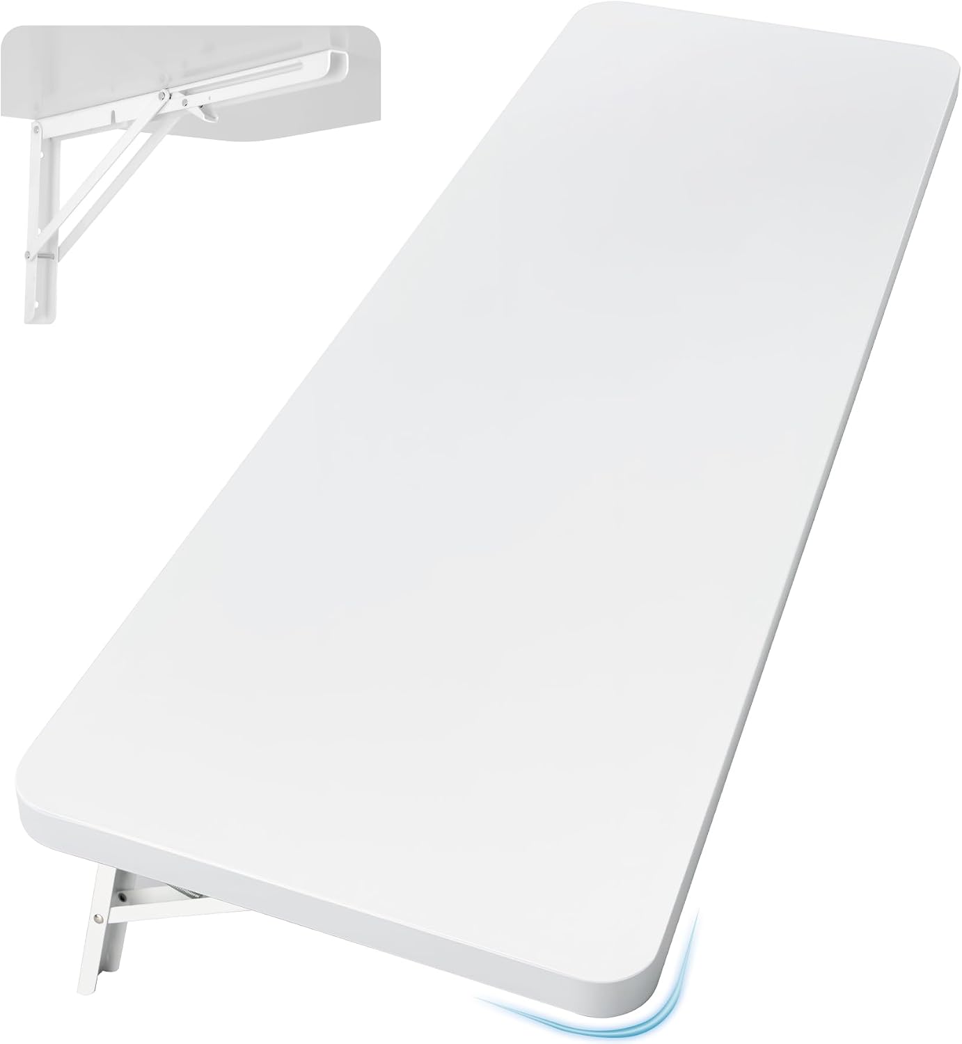 Neoaider Wall Mounted Folding Table 47.2'L x 19.7'W, Laundry Folding Table with Heavy Duty Metal Collapsible Shelf Brackets, Wall Mounted Desk Fold Down for Small Spaces, White