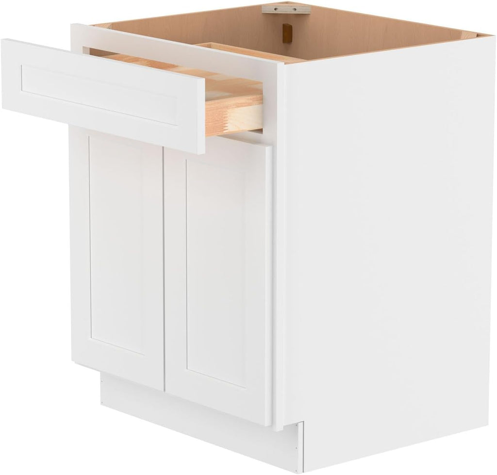 Furinno Shaker Drawer Base Kitchen Cabinet with 2-Doors, Ready to Assemble, 24 D x 27 W x 34.5 H, White