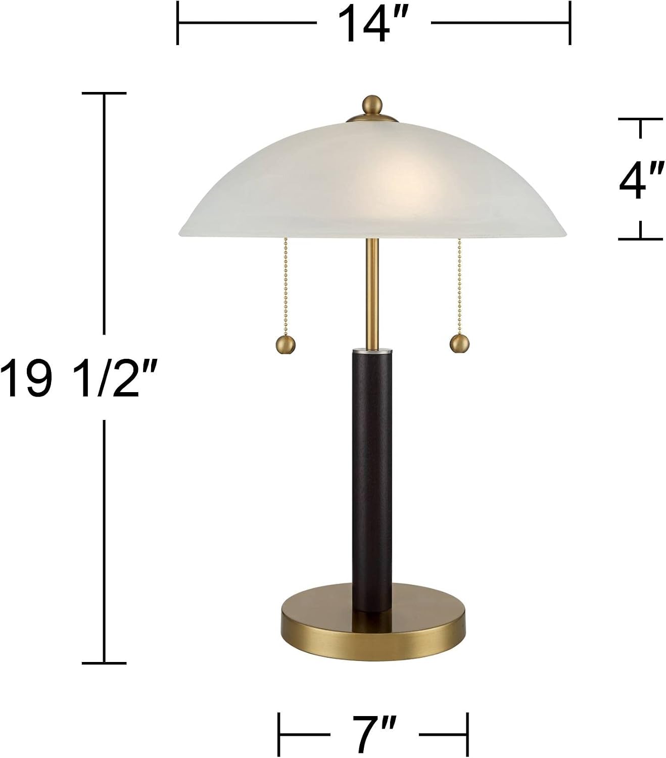 360 Lighting Orbital Mid Century Modern Desk Lamp 19 1/2' High Brown Wood Gold Metal White Frosted Glass Dome Shade for Bedroom Living Room Nightstand Bedside Night Stand Office Kids Room
