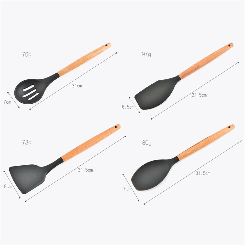 Cooking Utensil Set Wooden Handle Spatula Soup Spoon Colander Non-stick Cookware Kitchen Tools