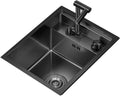 Kitchen Sinks, Single Bowl Stainless Steel Bar Sink Kitchen Concealed Single Bowl Sink Dish Basin Small Sink with Cover (Black-30 * 45 * 23Cm