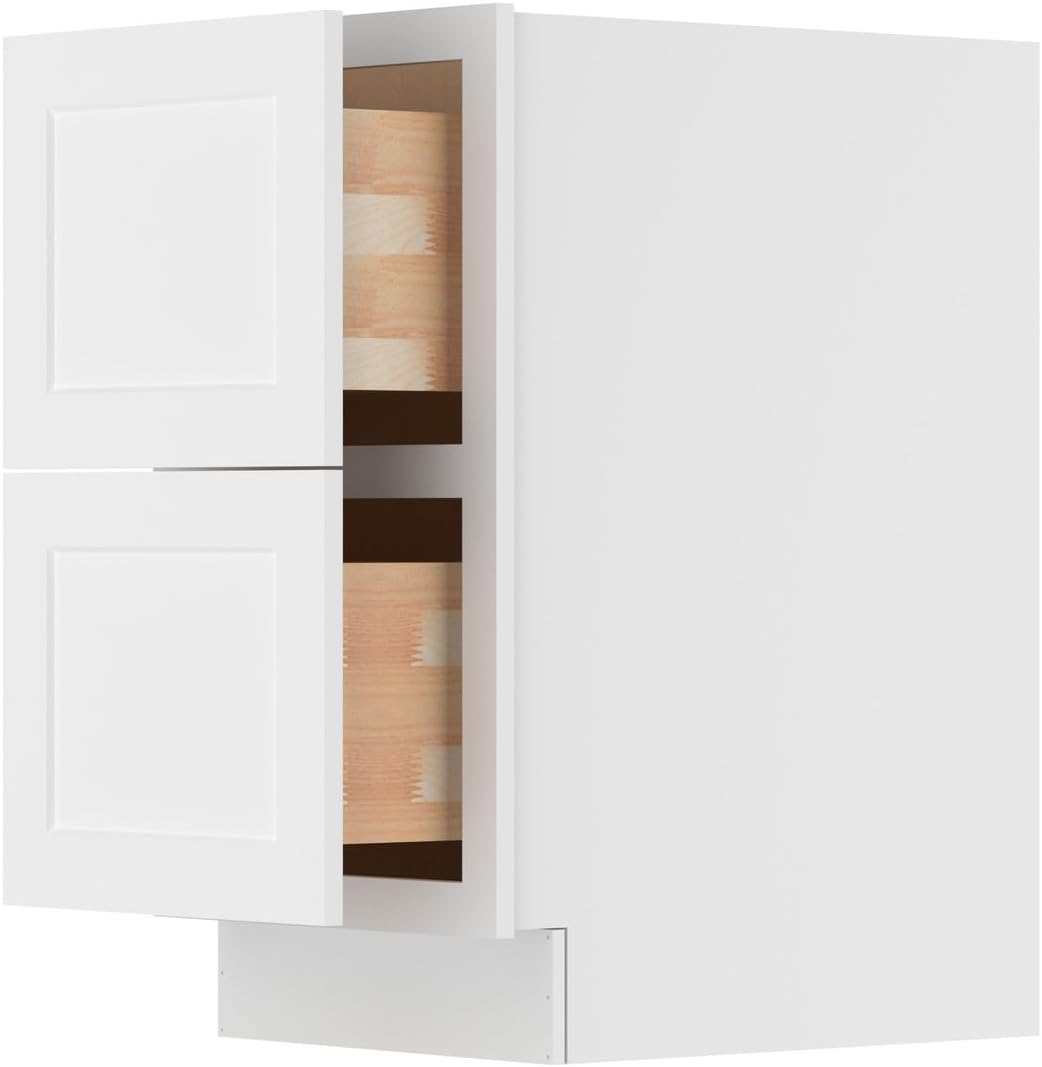 Furinno Shaker Drawer Base Kitchen Cabinet with 2-Drawers, Ready to Assemble, 24 D x 18 W x 34.5 H, White