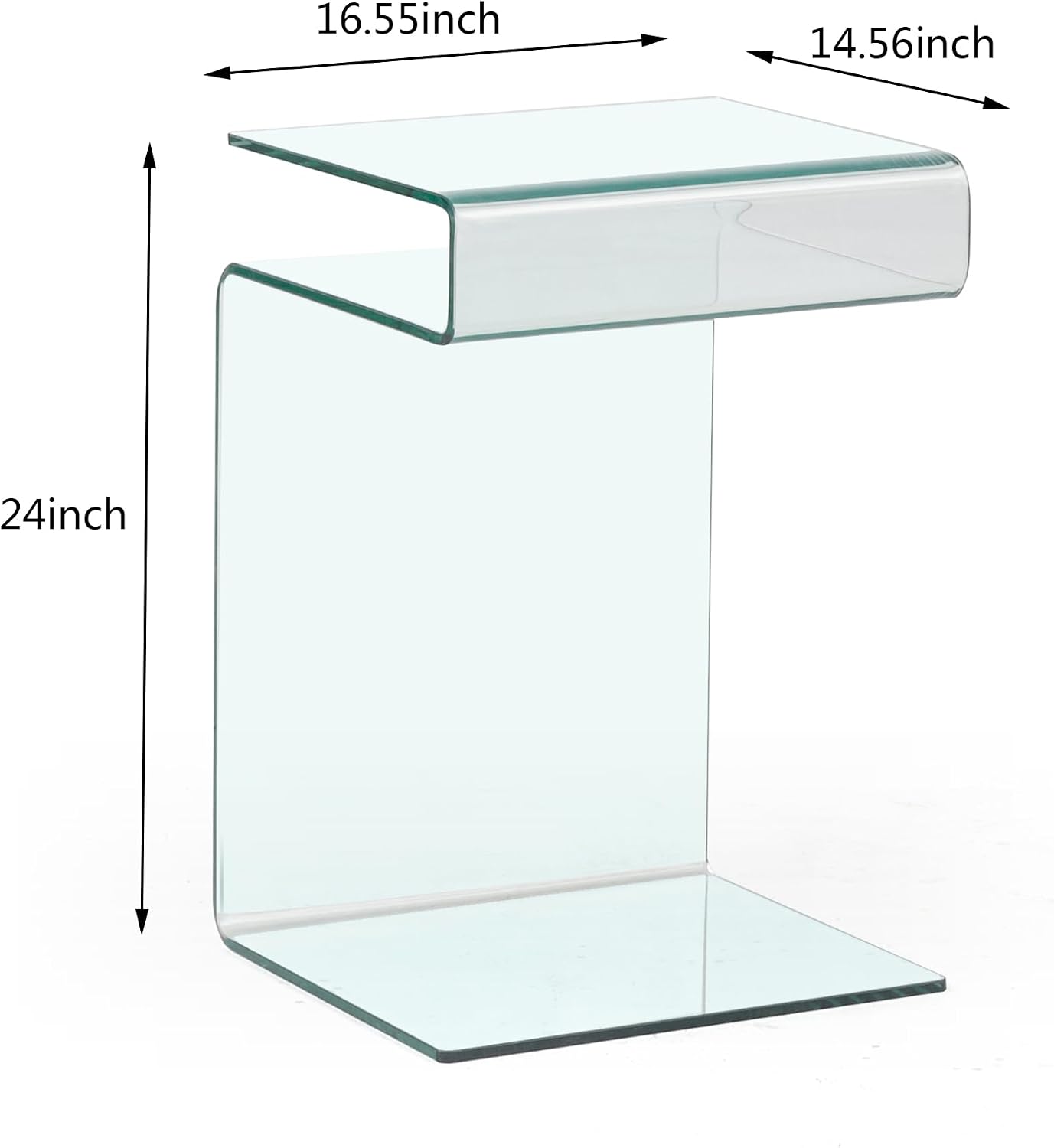 Glass Nightstand End Table, S-Shape Bedside Tables for Bedroom, Modern Small Clear Side Table for Living Room, Sofa Table (Clear S-Shape)