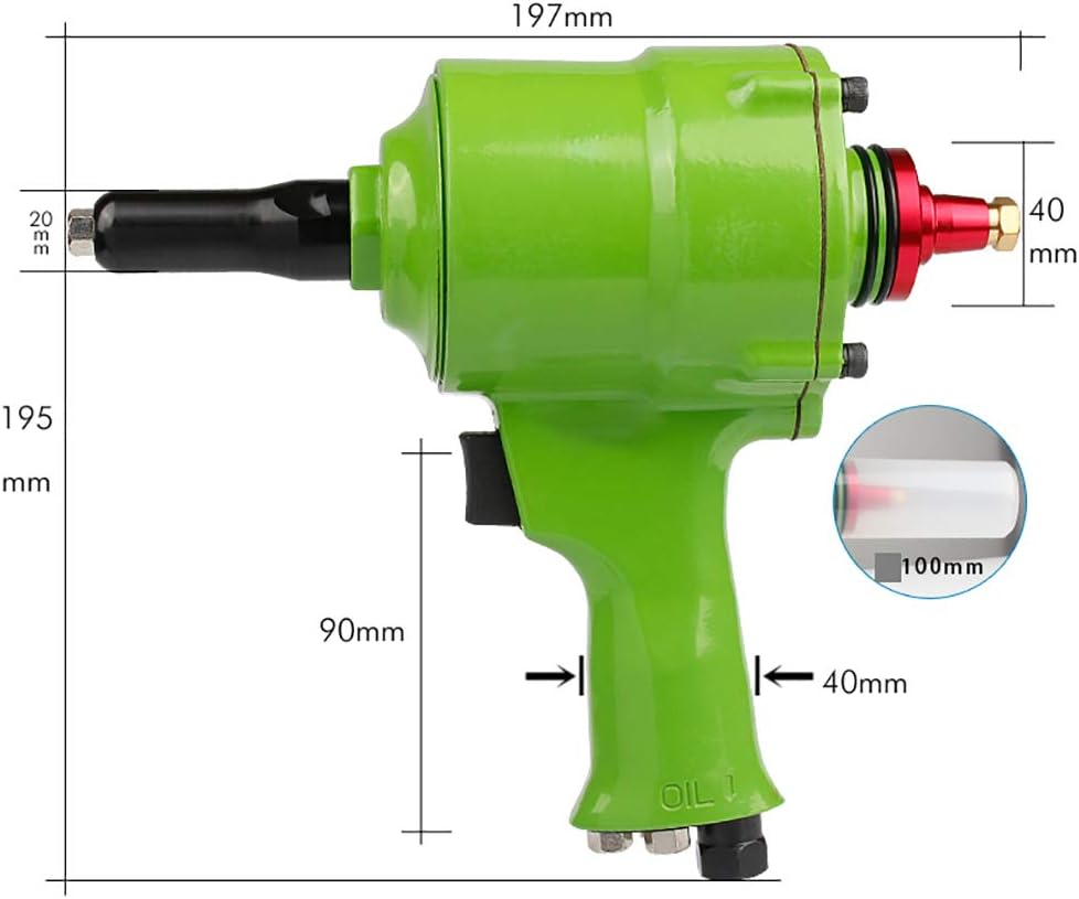 NEWTRY Professional Pneumatic Rivet Gun Air Riveting Tool Rivet Nut Setting Kit Air Power Tool Pop Rivet Gun Automatic Nail Suction (UL-500G)