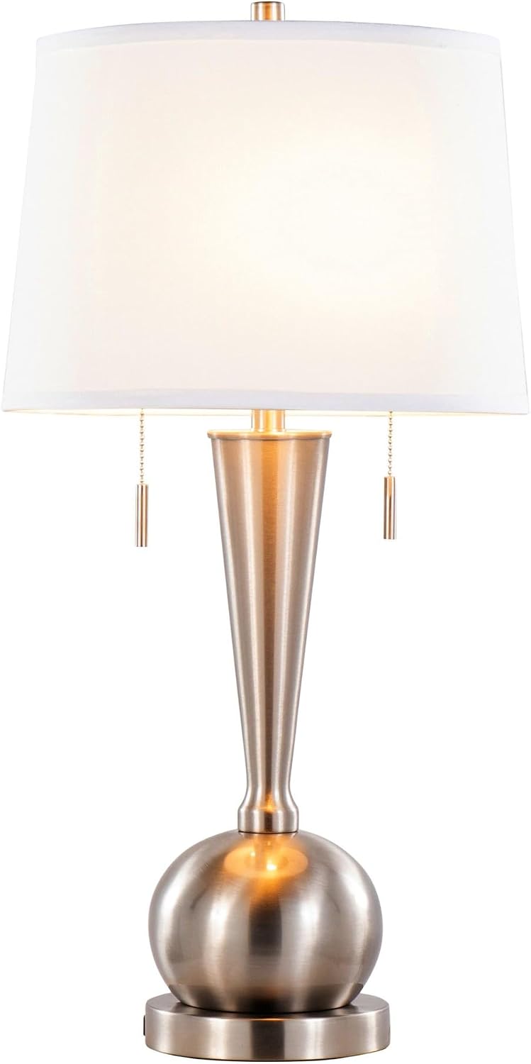 LumiSource Jules 30.25' Metal Table Lamps with USB Set of 2, Desk Lamp, Bedside Lamps for Night Stands, Nightstand Lamp, Small Lamp, Small Table Lamps for Living Room Set of 2, White Lamps Set of 2