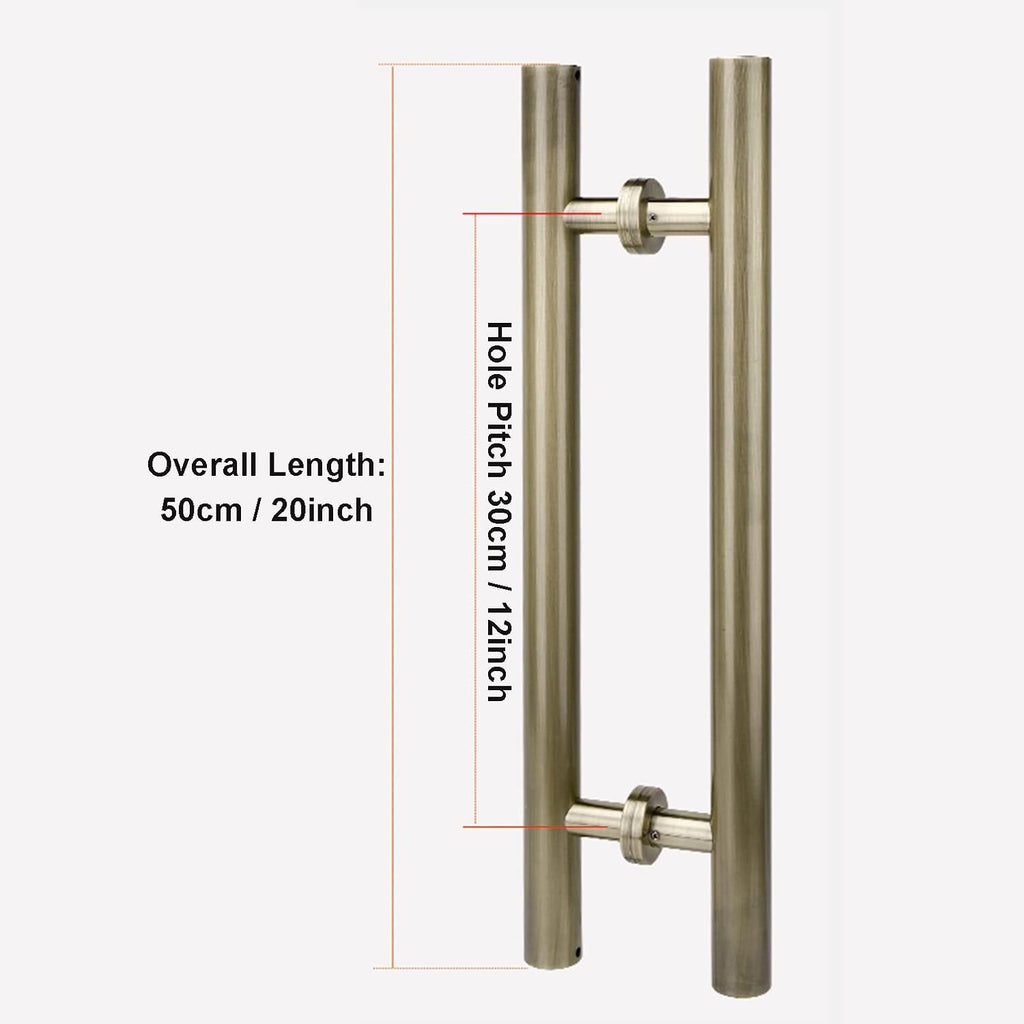 Door Handle Barn Sliding Door Handle,Bronze Stainless Steel Double Sided H Shape Push Pull Door Handle for Interior Exterior Doors,1.6Ft/2Ft/2.6Ft/3.3Ft/4(Bronze-50cm/20in