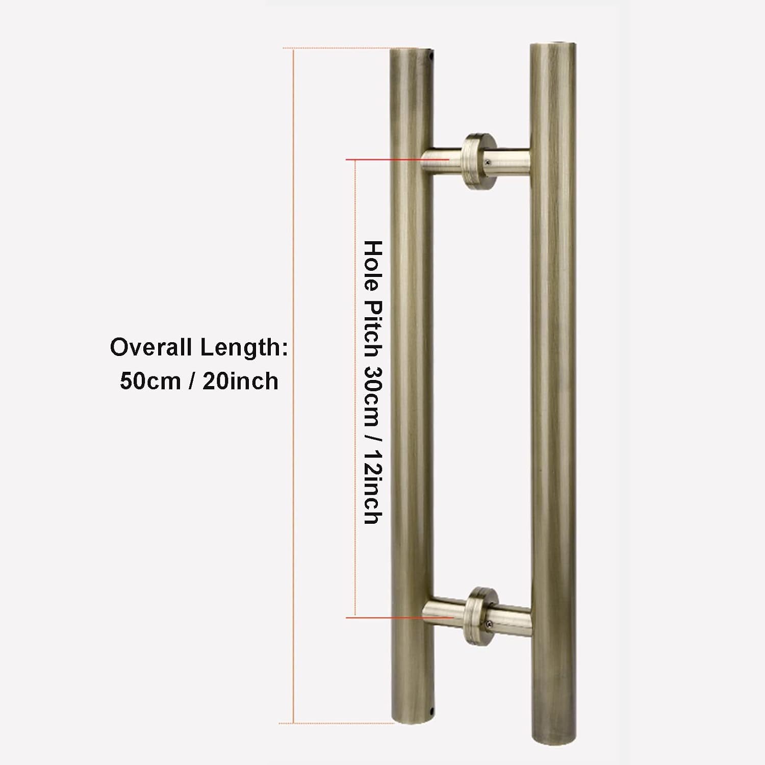 Door Handle Barn Sliding Door Handle,Bronze Stainless Steel Double Sided H Shape Push Pull Door Handle for Interior Exterior Doors,1.6Ft/2Ft/2.6Ft/3.3Ft/4(Bronze-50cm/20in
