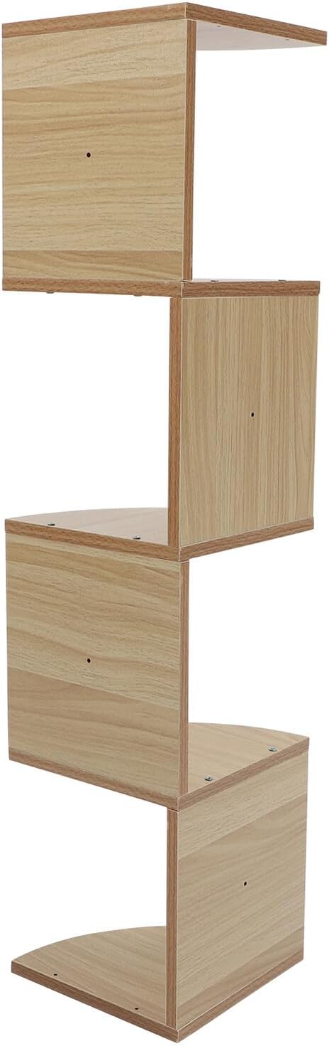 Wooden Wall-Mounted Storage Rack 5-Tier Corner Floating Shelf Light Walnut Multi-Layer Home Storage Organizer for Bedroom Living Room Decor