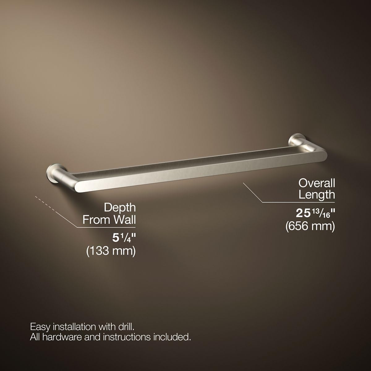 Kohler 97496-BN Avid® 24' Double Towel bar, Vibrant Brushed Nickel