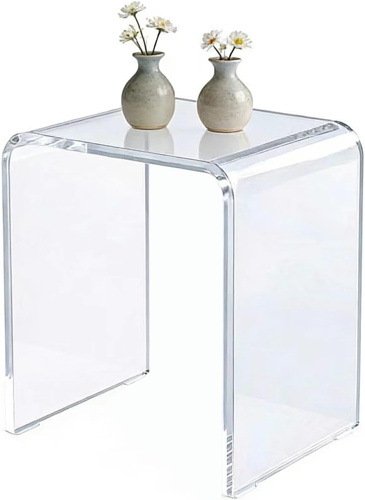 Clear Transparent Acrylic End Table with Rounded Edges,18' H Compact Small Table, Acrylic Side Table Suitable for Living Room, Night Stands for Bedrooms, Modern Occasional Tables