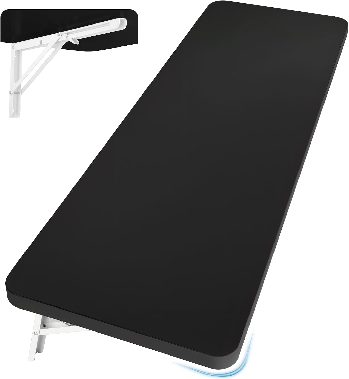 Neoaider Wall Mounted Folding Table 47.2'L x 19.7'W, Laundry Folding Table with Heavy Duty Metal Collapsible Shelf Brackets, Wall Mounted Desk Fold Down for Small Spaces, Black