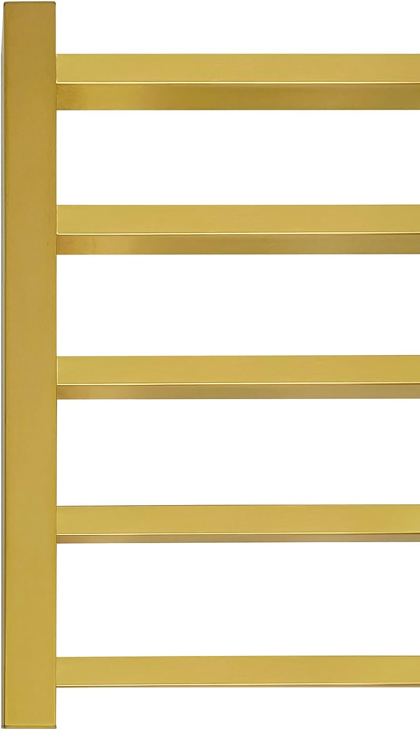 Luxury Heated Towel Rack Wall Mounted Towel Warmers, 5 Bars Towel Warmer Rack for Bathroom with Timer & Temperature Multi-Level Adjustable, Hardwired and Plug-in Compatible (Brushed Gold)