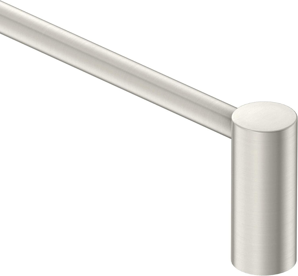 Moen Align Brushed Nickel Accessories Bundle Featuring Modern 24inch Bathroom Towel Bar, Robe Hook, Wall Mounted Double Post Pivoting Toilet Paper Holder, and 9inch Hand-Towel Bar