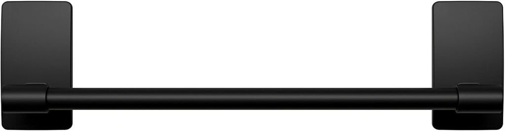 Command Hand Towel Bar Matte Black with Water Resistant Strips,Bathroom Decor,9 in Bar Length Holds up to 3 lbs,(Pack of 8)