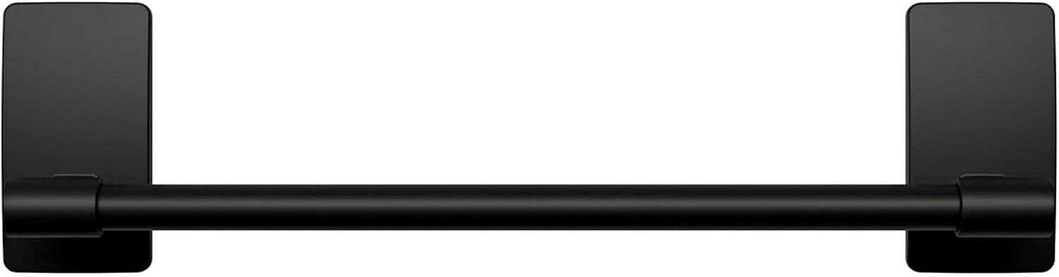 Command Hand Towel Bar Matte Black with Water Resistant Strips,Bathroom Decor,9 in Bar Length Holds up to 3 lbs,(Pack of 8)