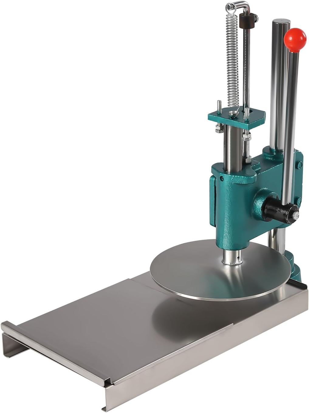 Pizza Dough Press Machine, Manual Pastry Press Machine, Adjustable Height Stainless-Steel Dough Presser for Household, Commercial, Hand Pie, Meatloaf, Pizza Crusts, Soft Roll (9.5in)