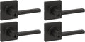 Kwikset Casey Entry Door Handle with Lock and Key, Secure Keyed Reversible Lever Exterior, for Front Entrance and Bedrooms, Matte Black, 4 Pack, Pick Resistant SmartKey Rekey Security and Microban