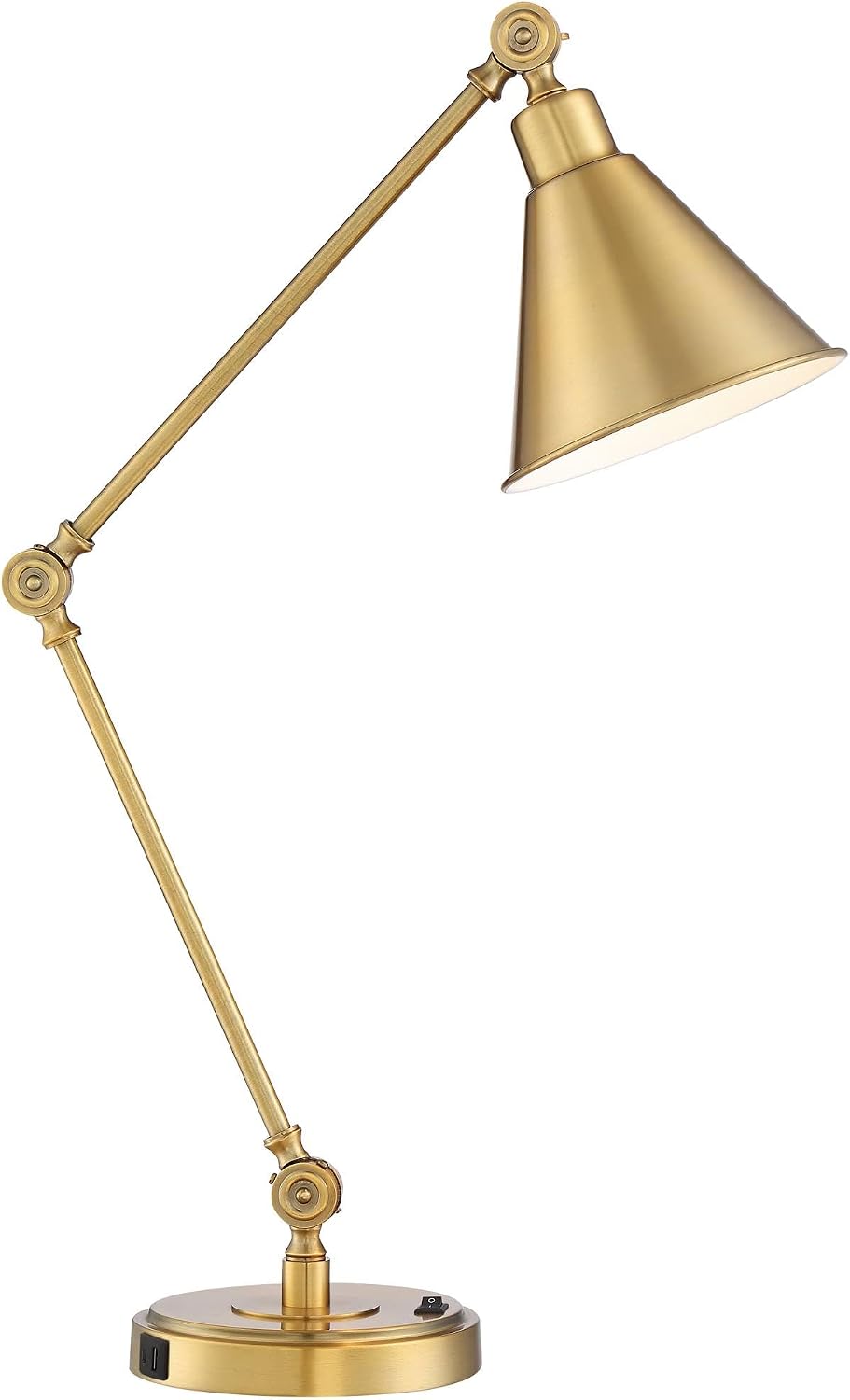 360 Lighting Wray 26 3/4' High Modern Desk Lamp with USB Charging Ports A+C Warm Brass Gold Metal Adjustable Arm Head for Bedroom Living Room House Bedside Home Office Reading Family