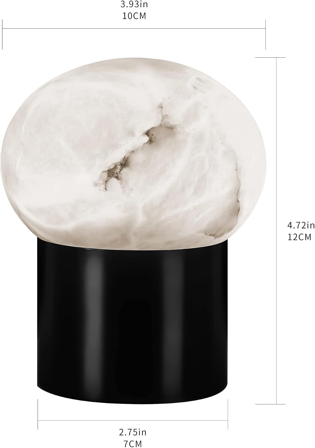 Handcrafted Natural Alabaster Unique Stone Table Lamp with Metal Stand, Mini LED Modern Stone Box Desk Lamp with Unique Veining(3.93x4.7 Inch)