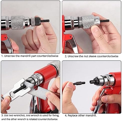 Hydraulic Pneumatic Rivet Gun Air Riveter Blinding Riveting Nuts Tool, Pop Rivet Nut Gun Riveting Machine for Body Panels Bicycle Attachments Furniture (Yellow)