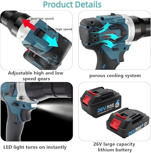 Cordless Electric Rivet Gun Set, 2-in-1 Automatic Riveter & Nut Tool, Battery-Powered M3-M12 Pop Rivet Installer, 5200mAh Dual Battery (1x2200mAh) for Efficient DIY Projects