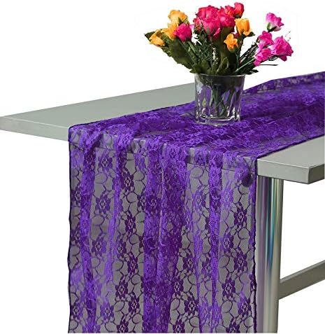 VDS Table Runner Lace Runner for Wedding Reception Party Table Decoration 27 x120 Inch (Pack of 15 Cadbury Purple)