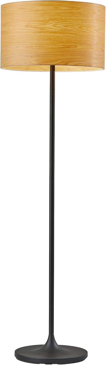 Adesso Floor Lamp with Scratch Proof and Corrosion Resistant Body - Perfect Lighting for Bedroom, Living Room and Corner Decor, Matte Black