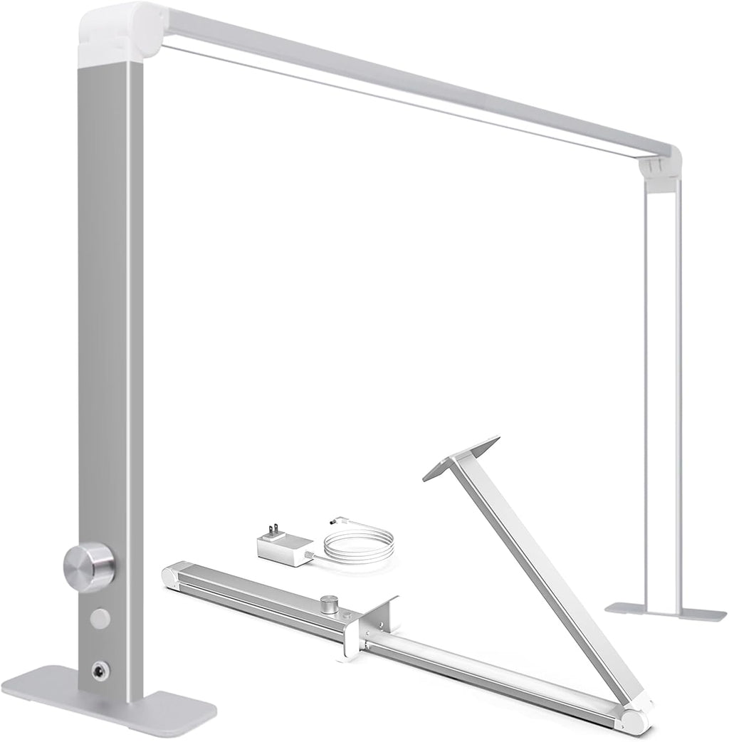 Half Moon Nail Desk Lamp for Professionals Foldable 4000-6500k 36w Adjustable Brightness, Color Temperature Led Light for Nails Desk Lamp, Silver