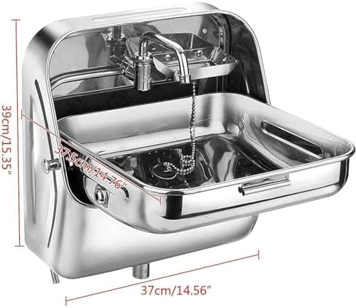 RV Wall-Mounted Sink,Stainless Steel Folding RV Sink, Square Single Bowl Sink, Hand Wash Basin Sink with Cold Water Faucet, Wall Mounting Hand Wash Basin Si(