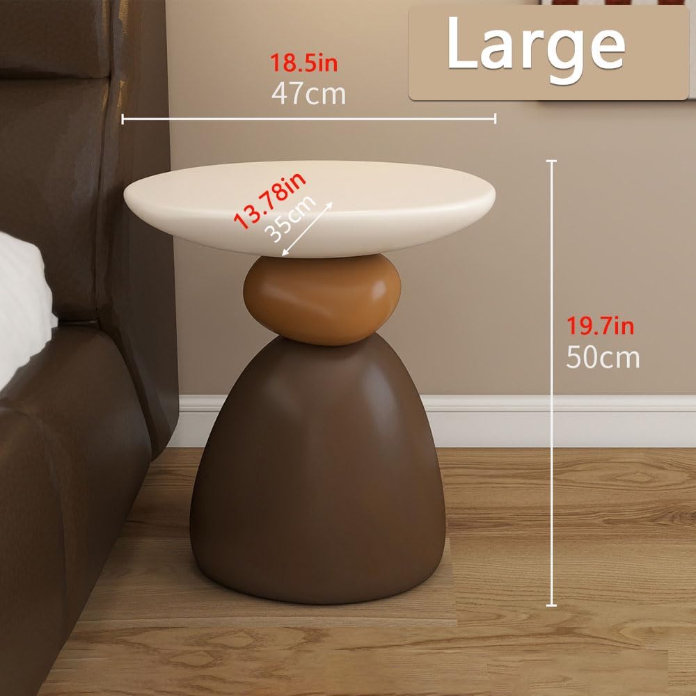 Modern Resin Bedside Table, Decorative Nightstand, Sofa Side Table, Modern Coffee Table, Suitable for Bedroom, Living Room, Balcony (White, Large)