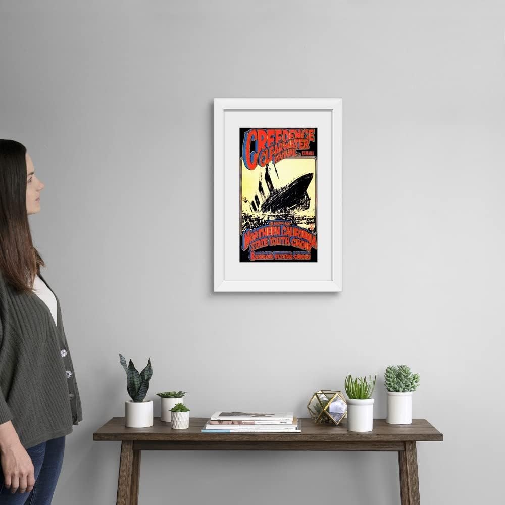 GREATBIGCANVAS Creedence Clearwater Revival Poster White Framed Wall Art Print, Classic Rock Artwork