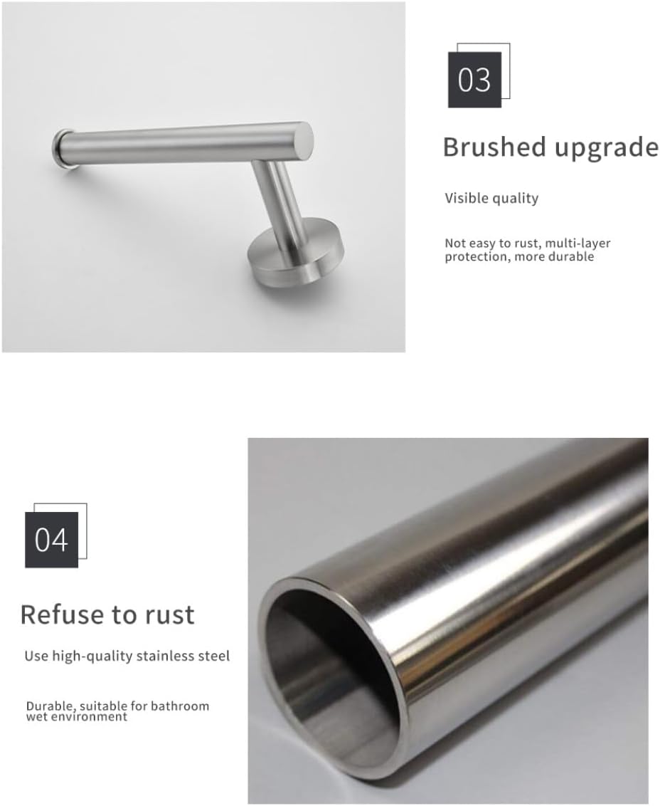 Bathroom Hardware Set Accessories Kit Brushed Stainless Steel Round Wall Rack Hand Bar Toilet Roll Paper Holder Robe Towel Hook,BG,60cm,Set