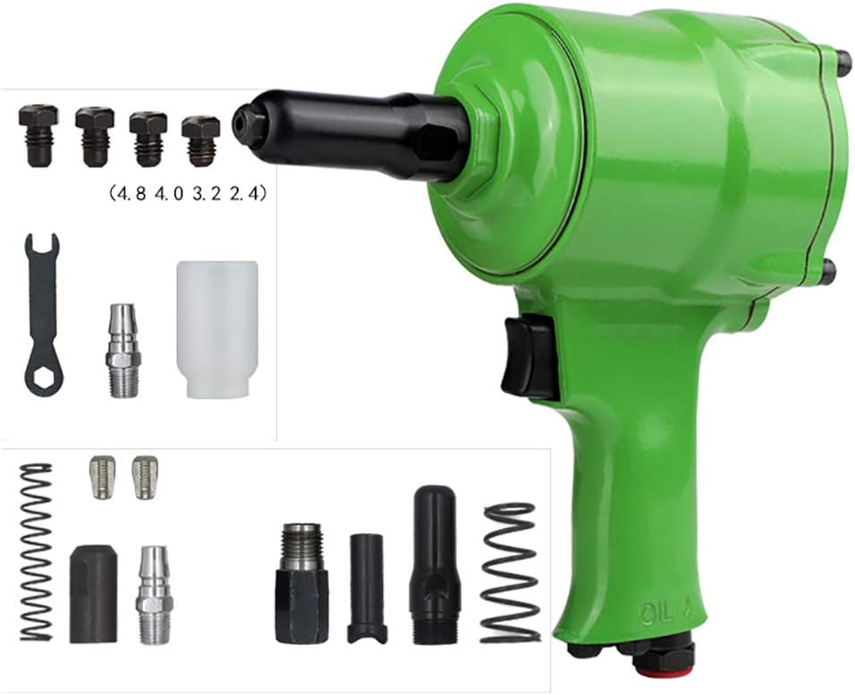 NEWTRY Professional Pneumatic Rivet Gun Air Riveting Tool Rivet Nut Setting Kit Air Power Tool Pop Rivet Gun Automatic Nail Suction (UL-500G)
