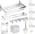 Floating Shelves Shower Caddy Bathroom Shelf Wall Mounted Bathroom Storage Shelf Set Triangle Corner Bracket Towel Bar Rack Roller Paper Holder Tissue Box Toilet Brush