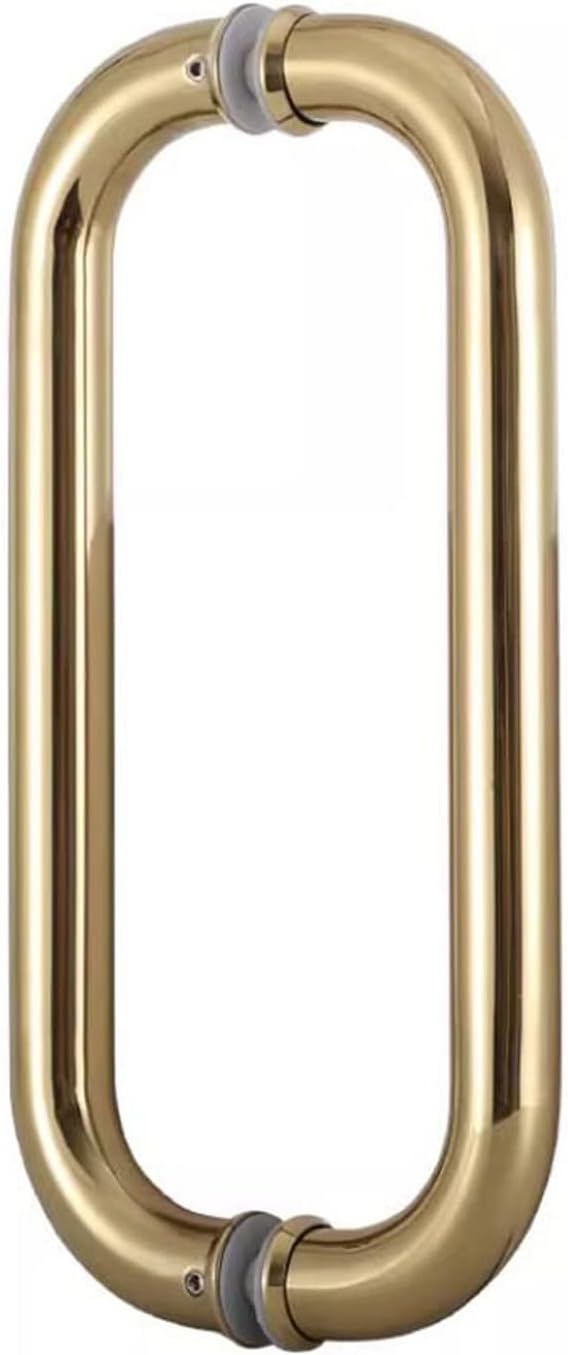 Double Side Push Bar Door Handle, Round Style Gate Pulls for Residential, Brushed Glass Pull Handle with Mounting Screws, for Shops/Barn(Color:Gold,Size:60cm (23 5/8')*57cm)