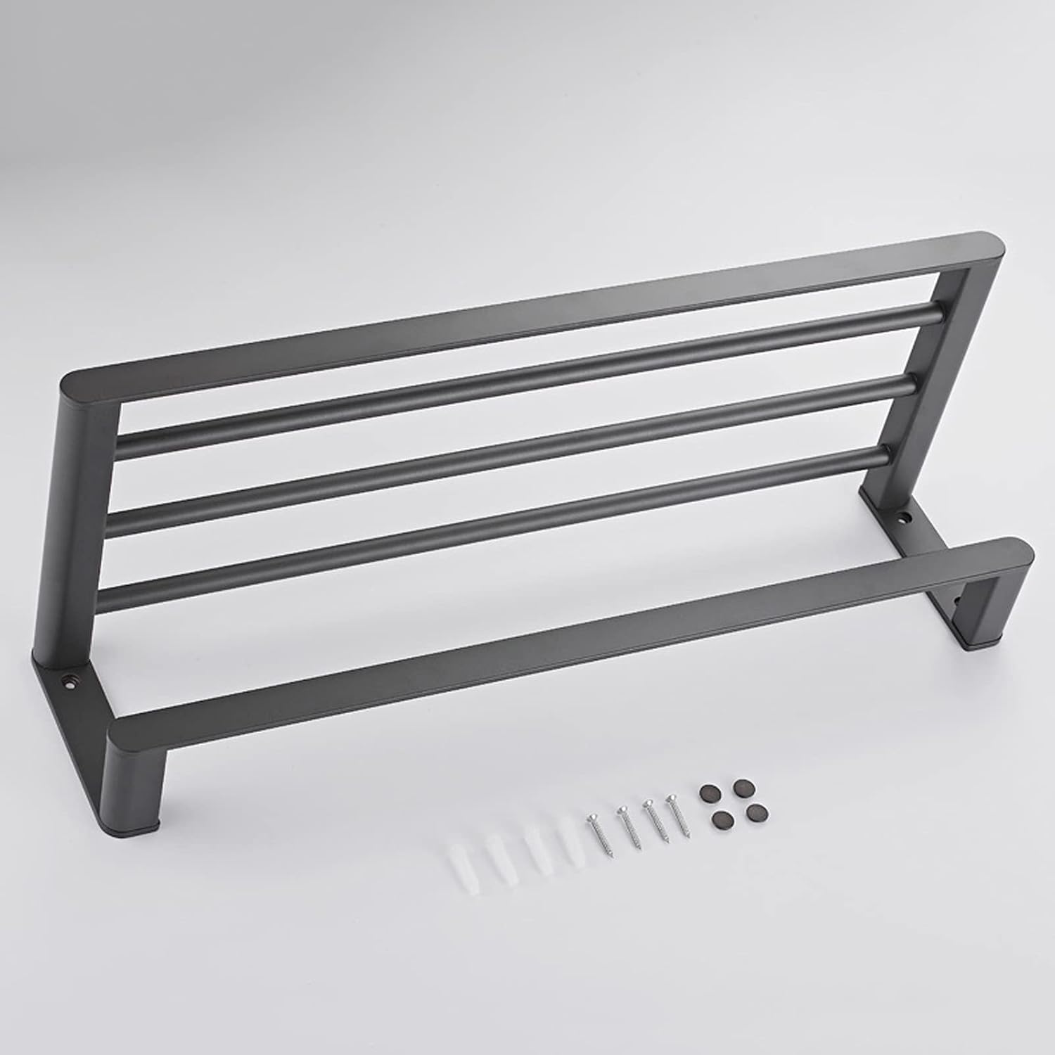 Bathroom Shelf Wall Floating Bathroom Bathroom Towel Rack 23.6 Inches Wall Mounted Double Towel Holder，Wall Mounted Multifunctional Double Towel Bars，Gray Floating Shelves Corner Shower Caddy