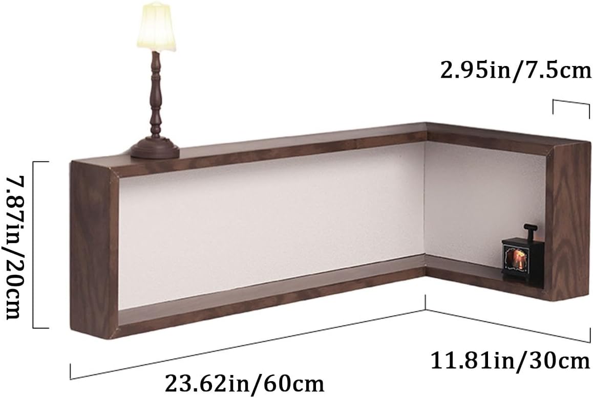 Wall Mounted Corner Shelf - Floating Shelves Save Space with Light Corner Display Shelf Stand Dustproof Storage, Heavy Duty Floating Shelves with LED Lights