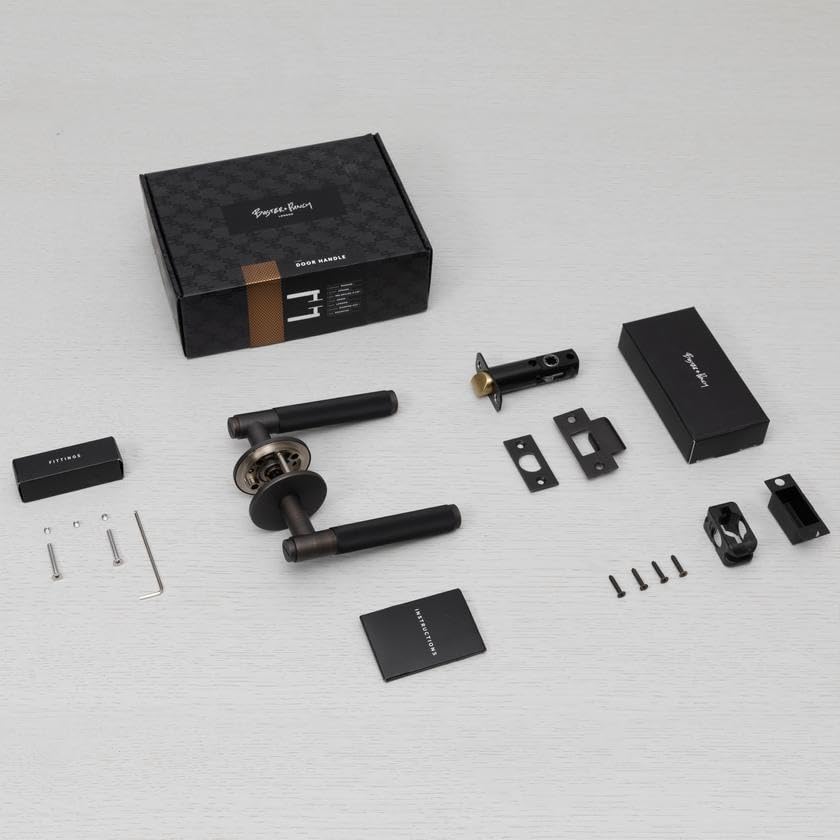 Buster and Punch Door Handle Set Passage Cross Knurl Smoked Bronze