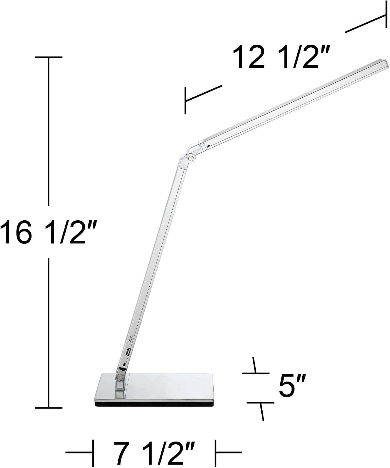 360 Lighting Jett Modern Desk Table Lamp 16 1/2' High with USB Charging Port and Nightlight LED Silver Aluminum Touch On Off Dimmer for Bedroom House Bedside Nightstand Home Office Reading