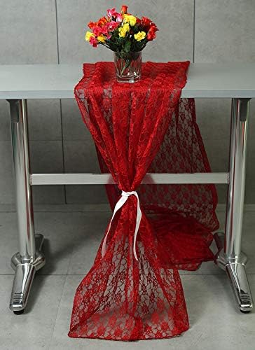 VDS Table Runner Lace Runner for Wedding Reception Party Table Decoration 27 x120 Inch (Pack of 15 Apple Red)