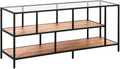 Henn&Hart Rectangular TV Stand with MDF Shelves for TV's up to 60' in Blackened Bronze/Rustic Oak, TV Stands for the Living Room