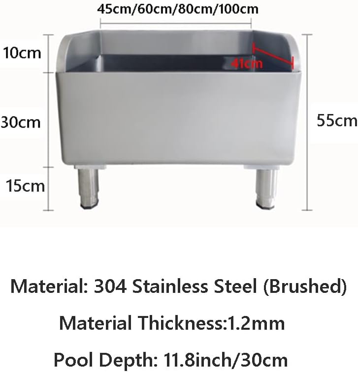 Stainless Steel 16 Gauge Mop Sink - 12' Deep Sink Bowl - Commercial Mop Sink Wash Station Tubs for Restaurant, Garages - with Adjustable Leveling Feet,Silver-80x41x55cm