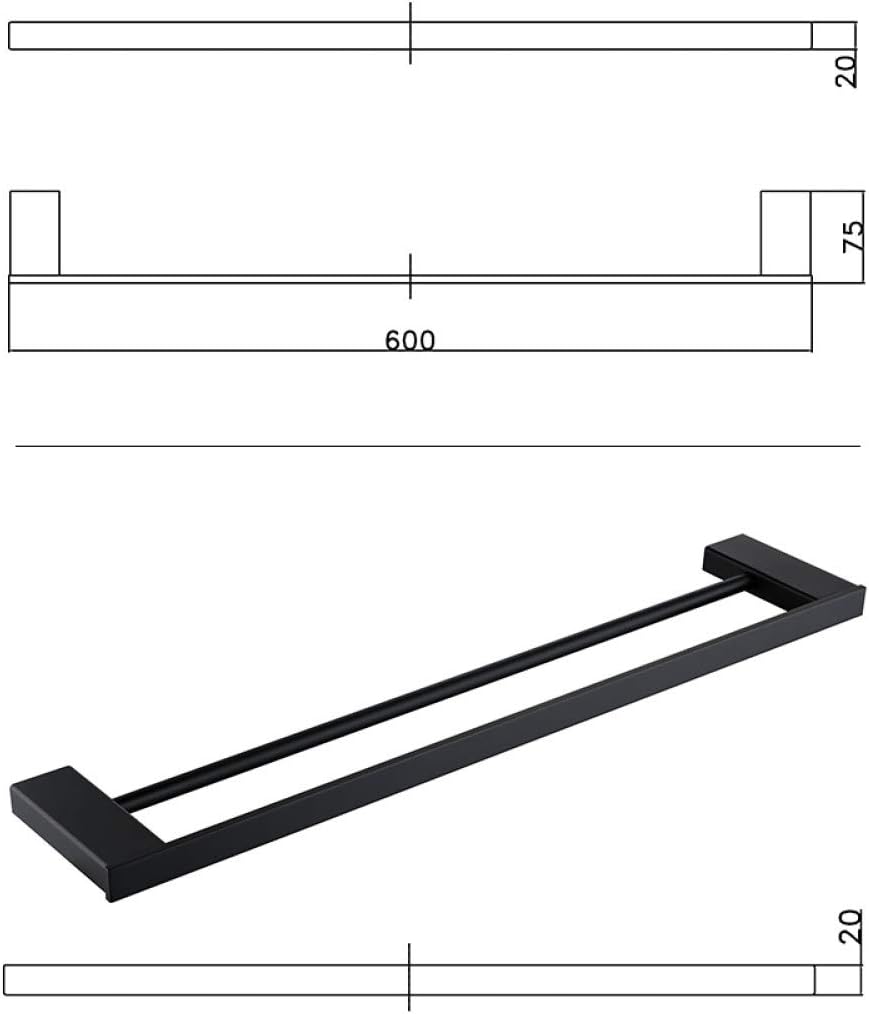 Bathroom Accessories Hardware Set Matte Black 304 Stainless Steel Paper Holder Toothbrush Holder Towel Bar Bath Shelves,Single Towel Bar