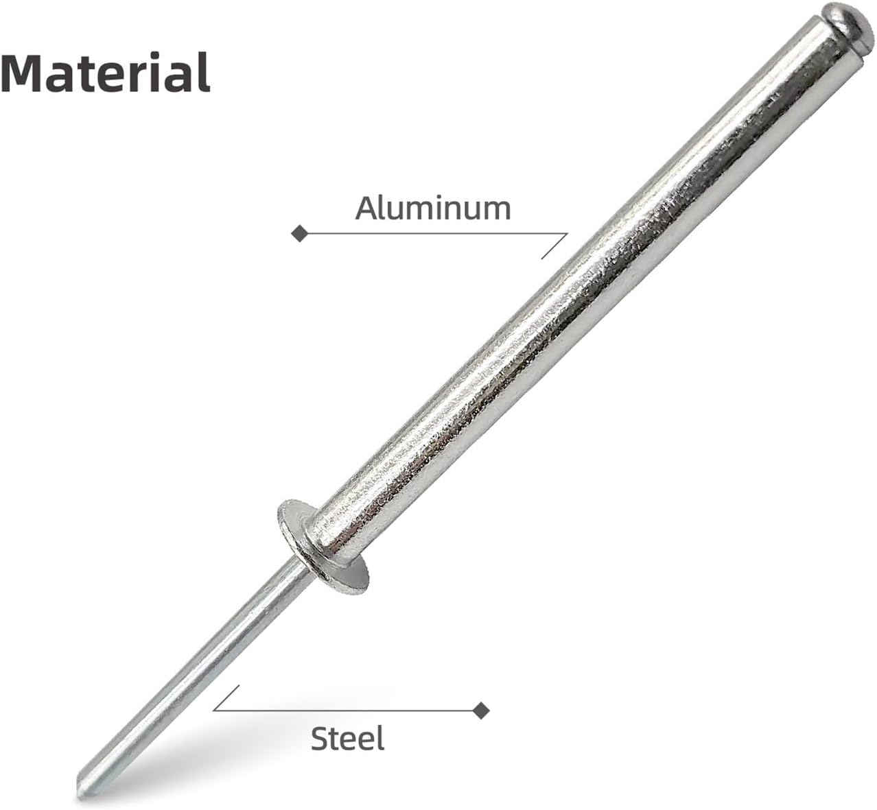 Pop Rivets 20Pcs Aluminium Dome Head Steel Shank Mandrel Super Long Special Blind Rivets 4.8mm For Leather Metal Wood(4.8x60mm)