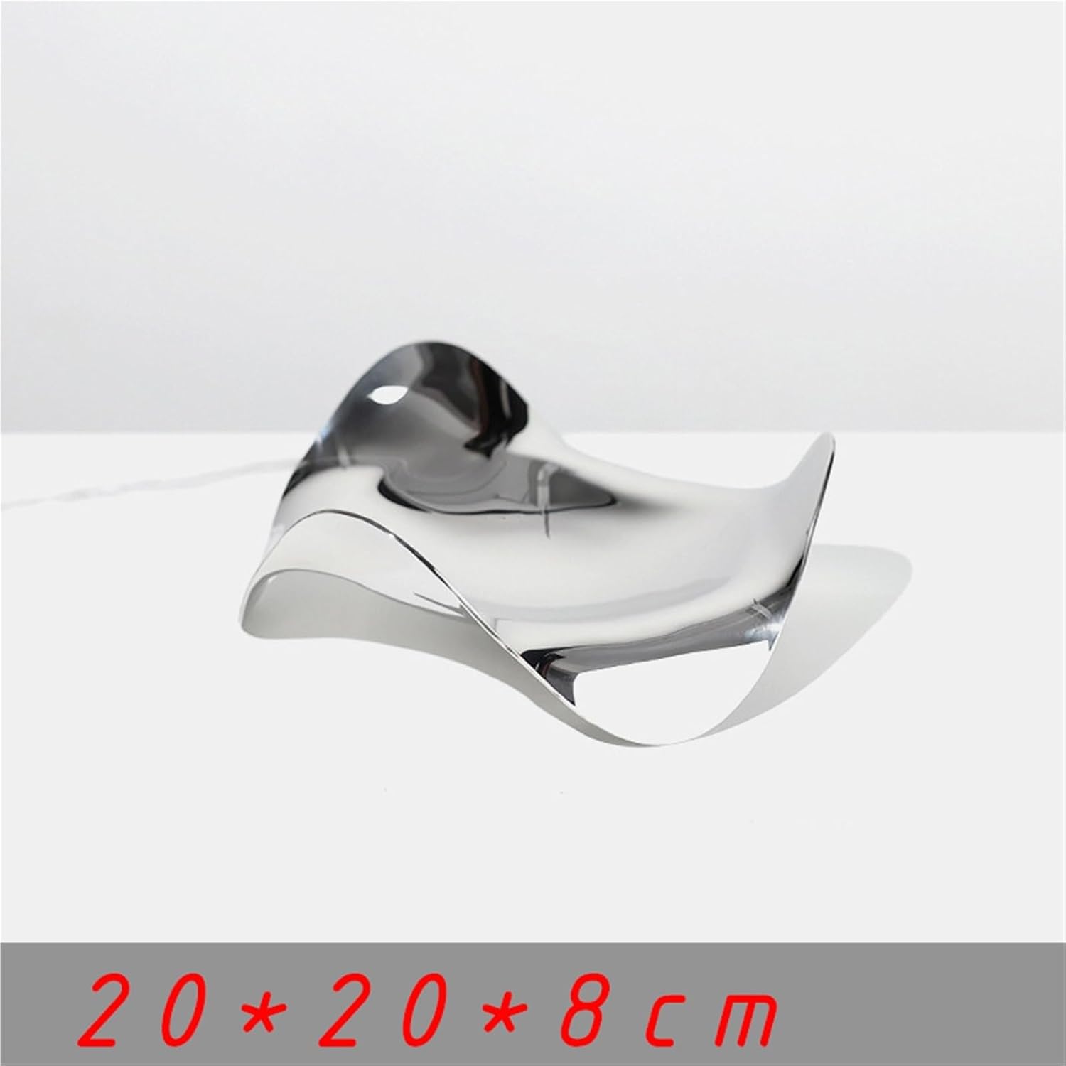 Wave Decoration Bowl Tray, Silver Stainless Steel Candy Dish - Creative Fruit Dessert Plate, Modern Home Table Decoration(Small)