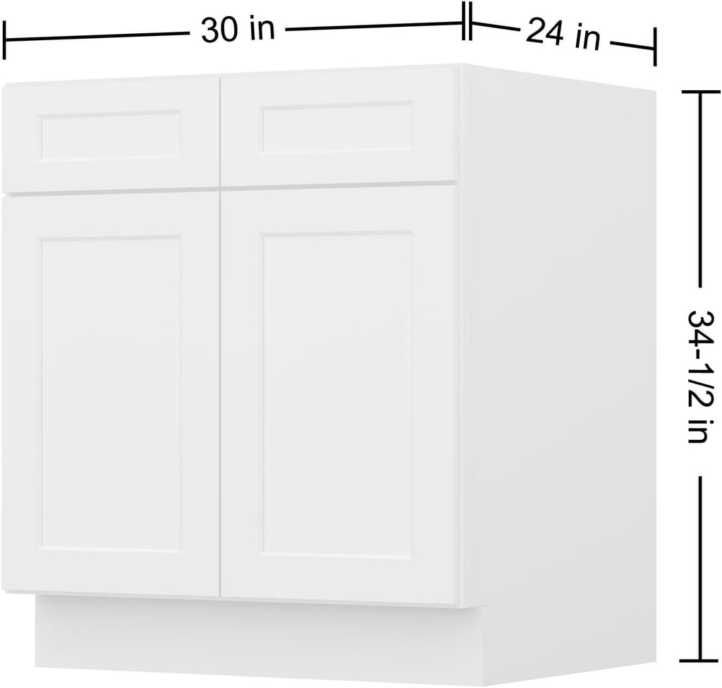 Furinno Shaker Sink Bases Kitchen Cabinet, Ready to Assemble, 24 D x 30 W x 34.5 H, White