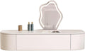 Corner Floating Desk with Drawers, Floating Vanity Makeup Table, Small Wall Mounted Floating Dressing Table Wall Storage Set, Wood Floating Shelf with Drawers, Modern White Vanity with Lighted Mirror(