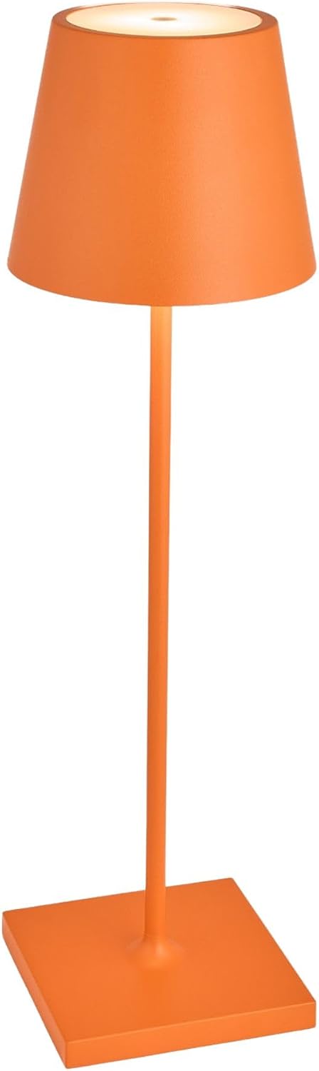 Zafferano, Poldina Pro Lamp, Rechargeable Cordless Table Lamp with Touch Controls, Suitable for Indoor and Outdoor, Dimmer, 2200-3000 K, Height 14.9 Inches, Orange Color